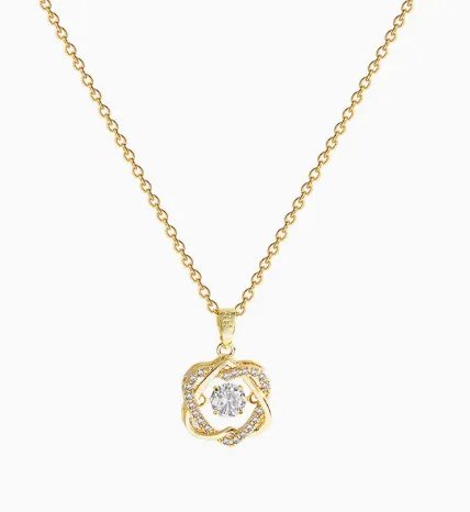 Interlocking Love Knot Necklace – Radiant Gold and Cubic Zirconia Pendant